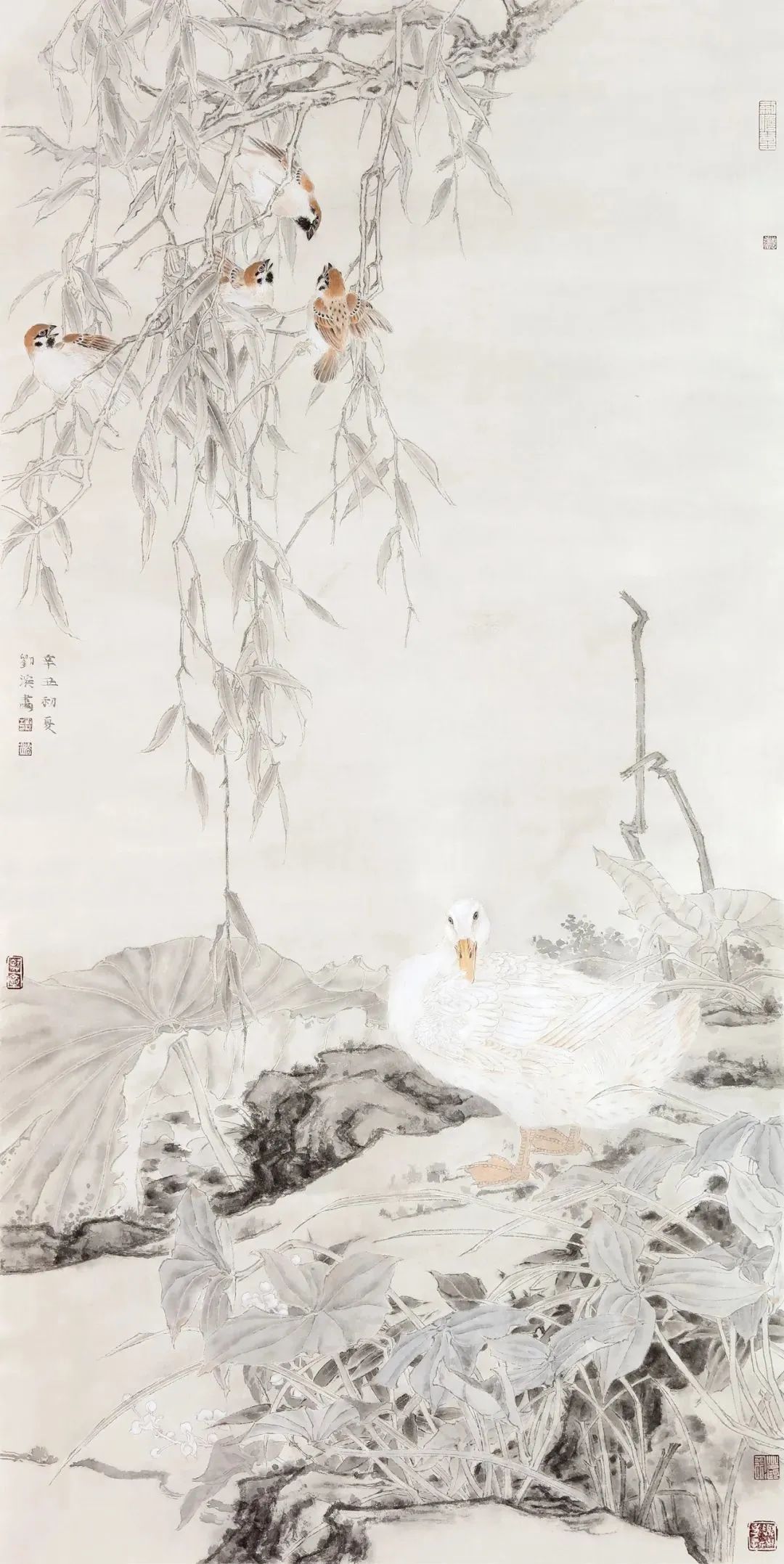 刘滨工笔花鸟画作品欣赏:恬静淡然,意境纯美