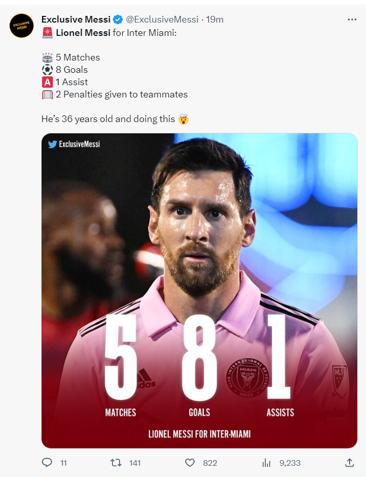 美媒狂刷梅西goat:5场8球再创六纪录 斯卡洛尼现场观战太兴奋