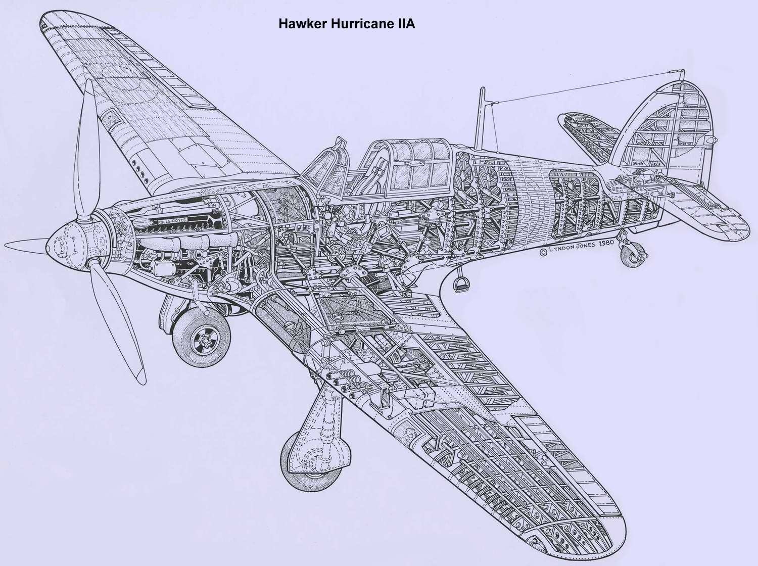 二战英,德军用飞机剖面图(林登·琼斯的画作)