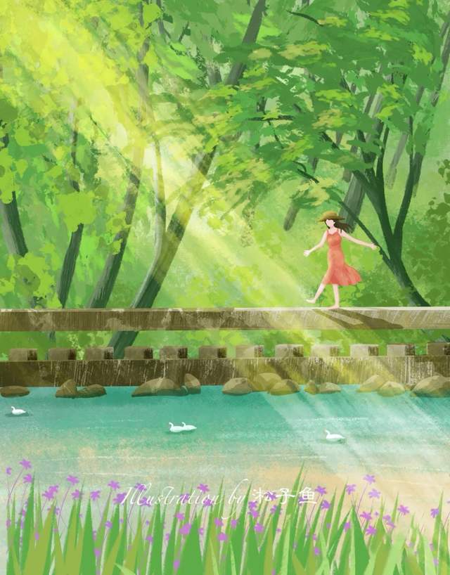 美好治愈系朋友圈背景图,小清新插画