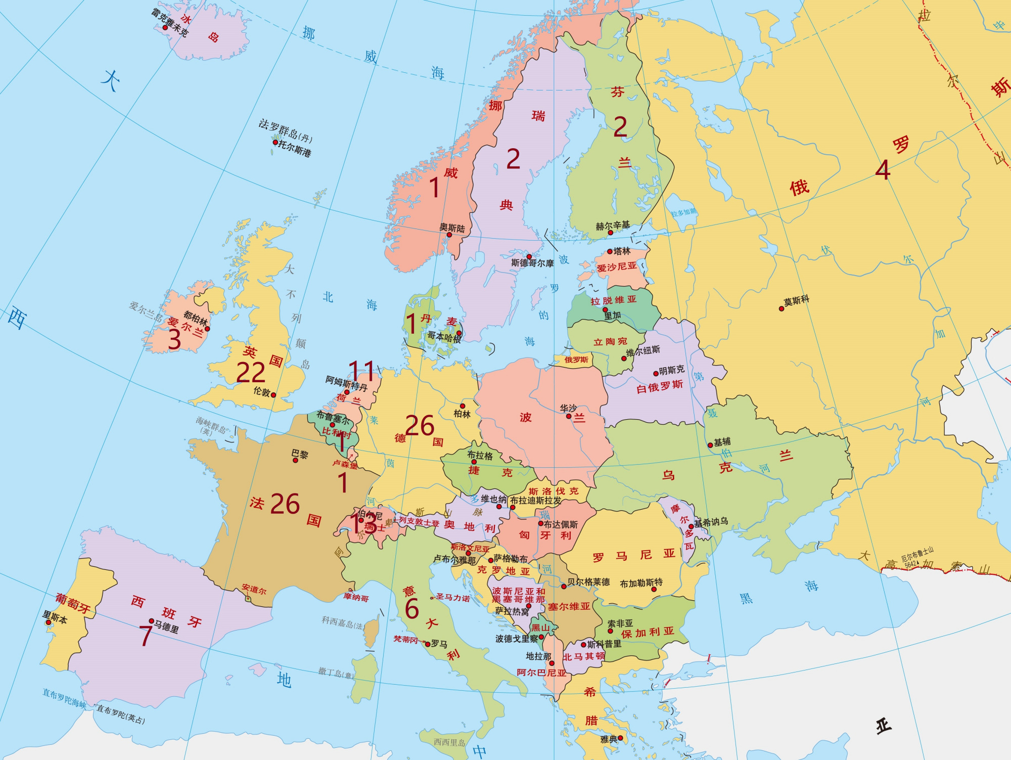 完整的欧洲地图 放大图片