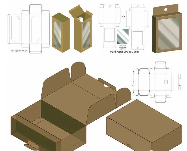 做包装没有好刀版359款异形包装礼盒纸箱纸袋包装刀版加效果图