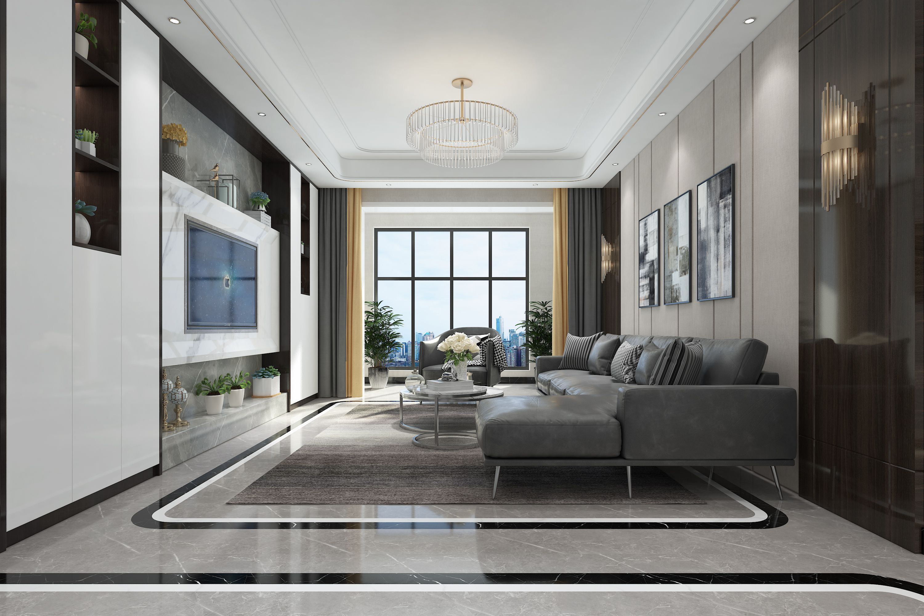 奥兰和园装修案例:128平轻奢风格设计效果