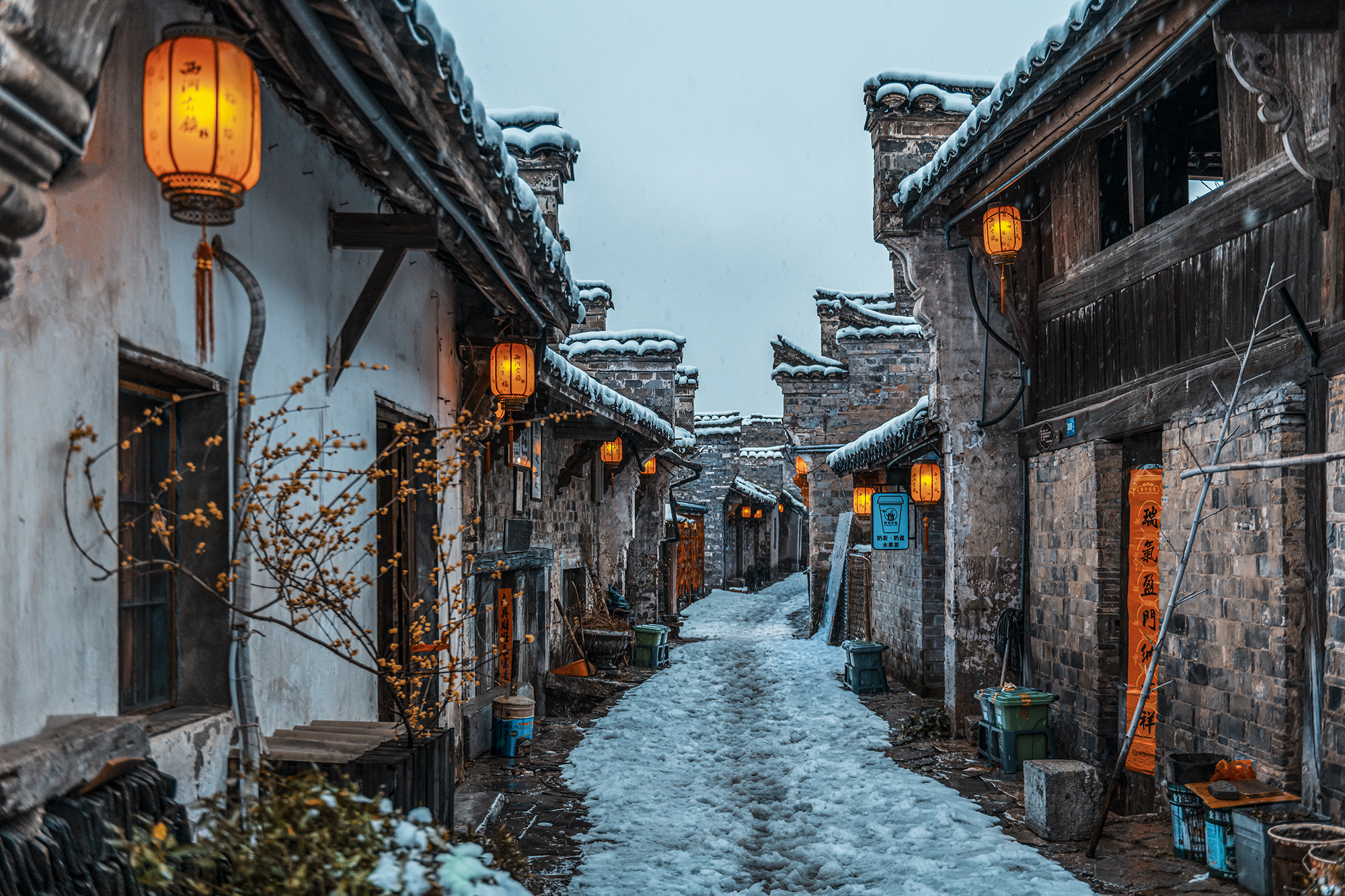 湾沚区:古镇雪景美如画