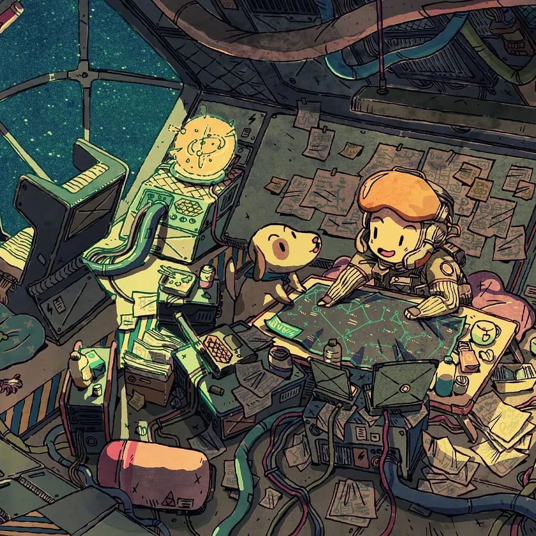 科幻插画:宛若宫崎骏作品的激萌画面