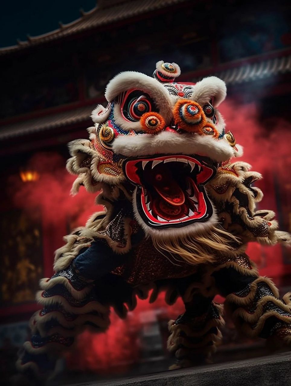 舞狮 **chinese lion dance, the scene is extremely splendid, with
