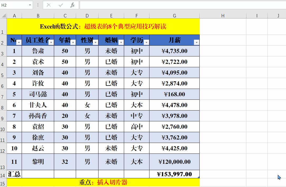 关于excel超级表的8个应用技巧解读!
