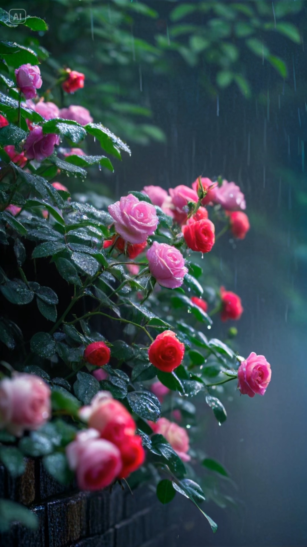 夜晚雨中花图片图片