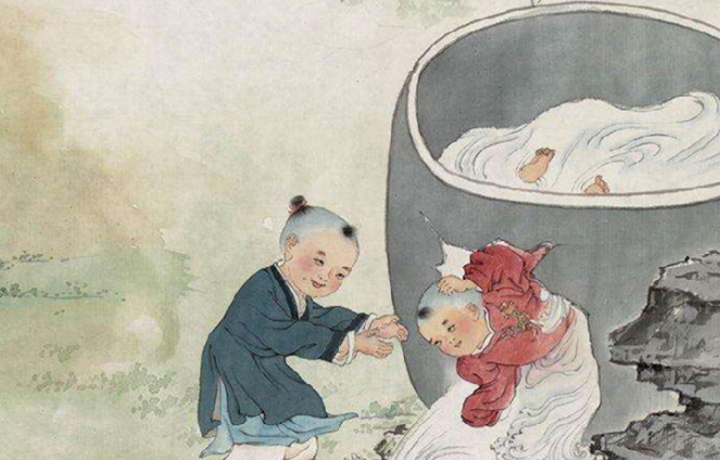 司马光砸缸图片 国画图片