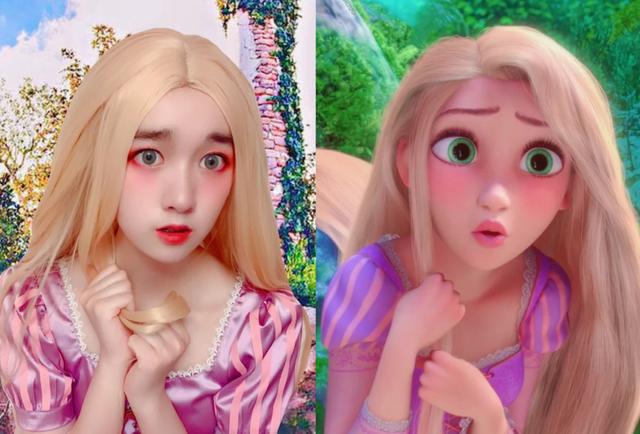 迪士尼公主仿妆秀,白雪公主成大吃货,乐佩公主表情好萌