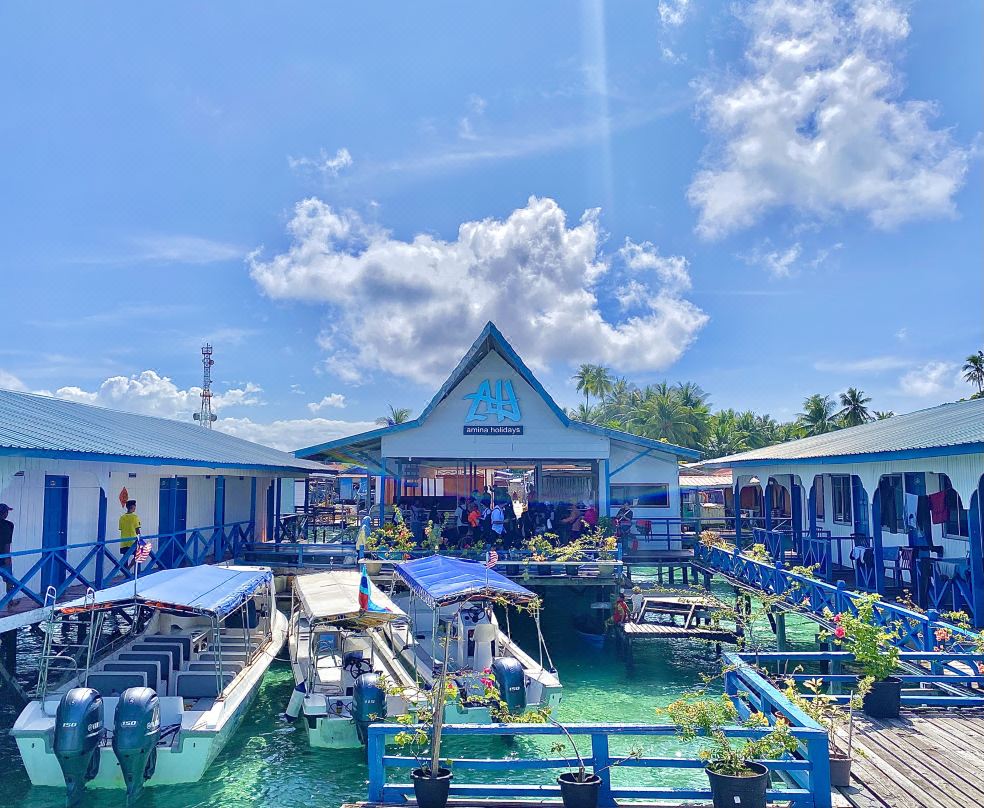 蔚蓝水屋绝佳落日|仙本那马布岛阿米娜度假村amina holidays