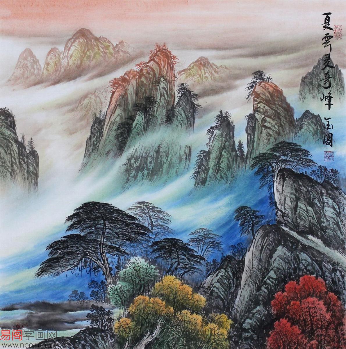 国画大师周金阊山水画作品欣赏 巍巍山河