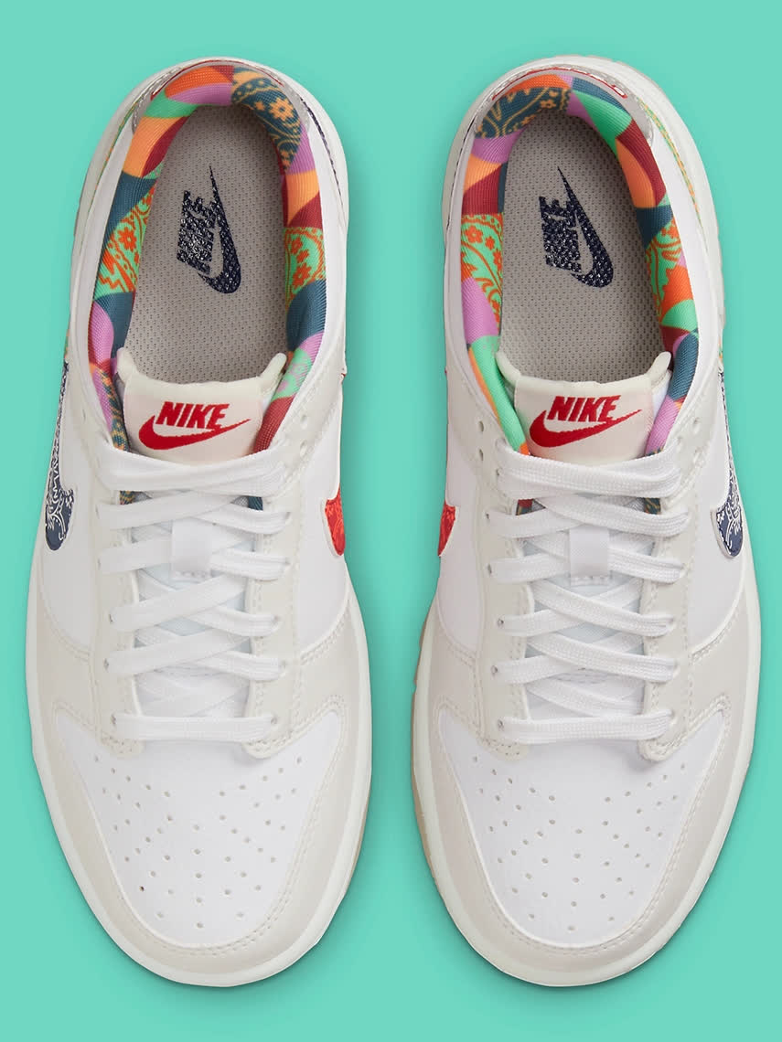 nike dunk low 饰有多色佩斯利图案-度小视