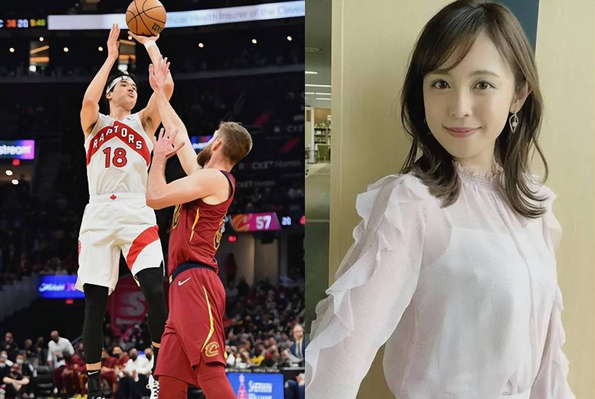 杜兰特潜在女友"黑寡妇"斯嘉丽好看(左图) 还是队友渡边的妻子好看