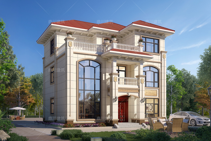 5套开间11米的三层别墅简欧造型大气高端大落地窗大露台