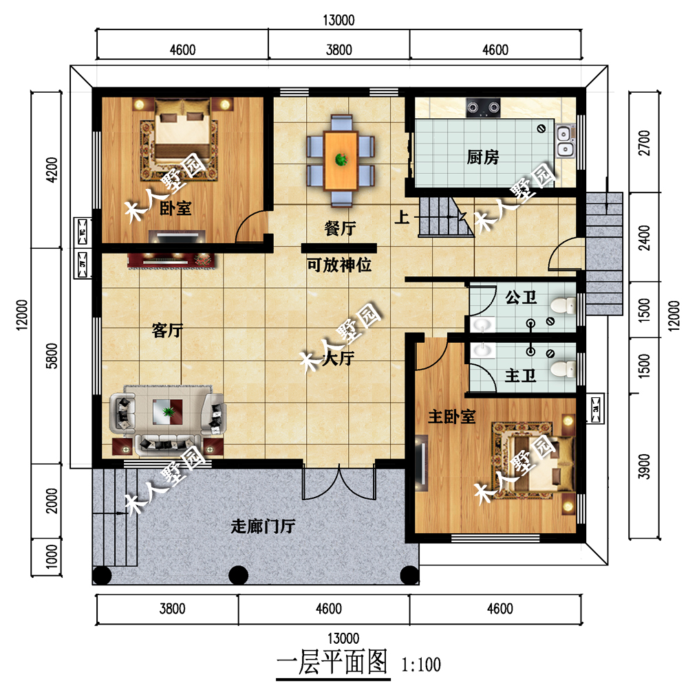 13×12米独栋别墅,各层住一户,平均分配,爸妈看着很安心