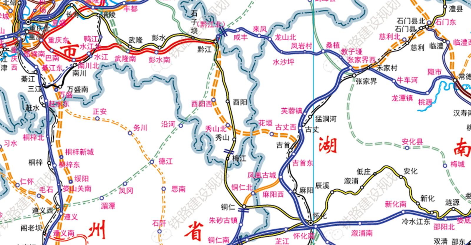 渝湘高铁确切线路图图片