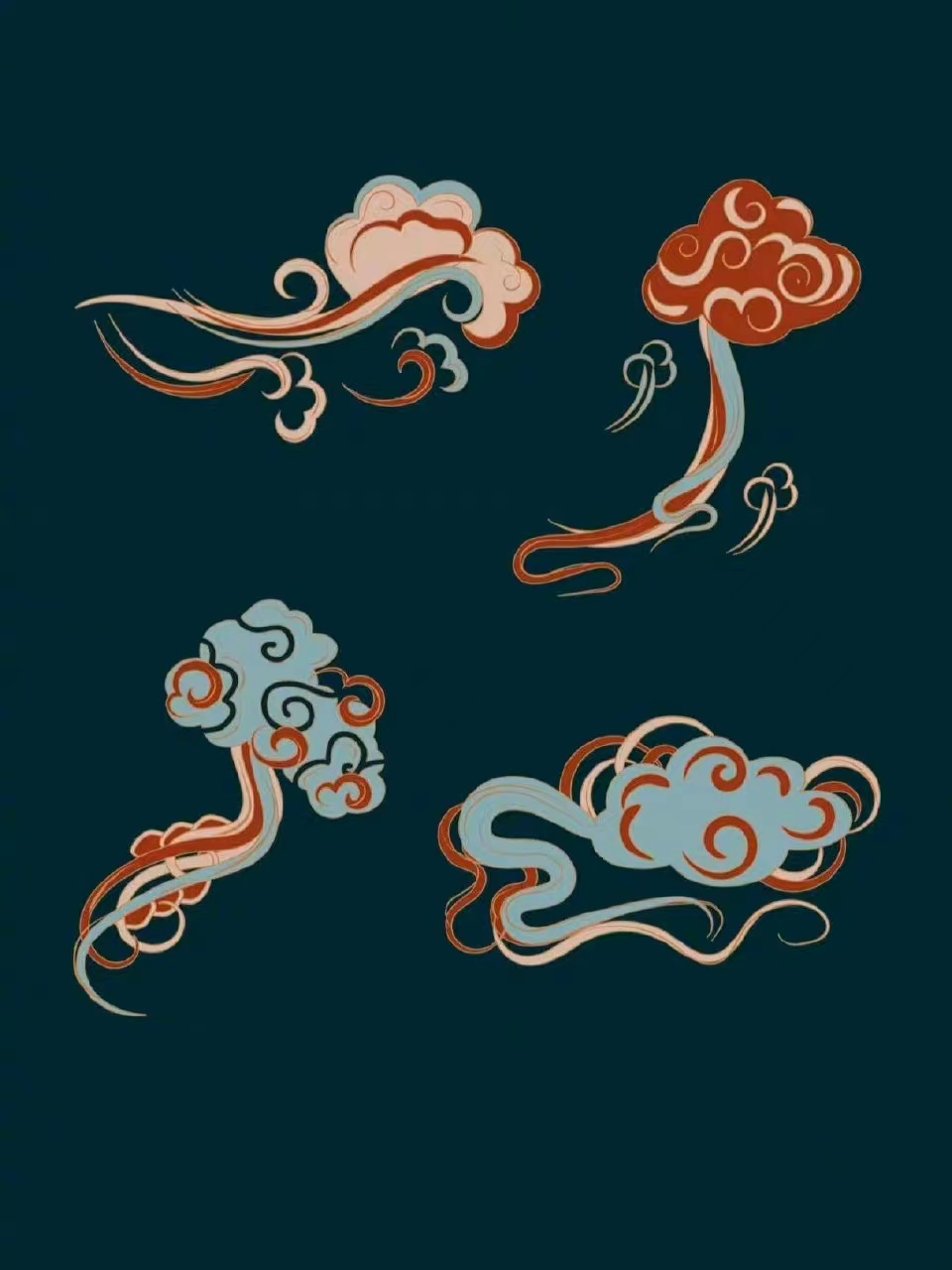 磨金石干货分享敦煌素材飞天鹿花纹祥云