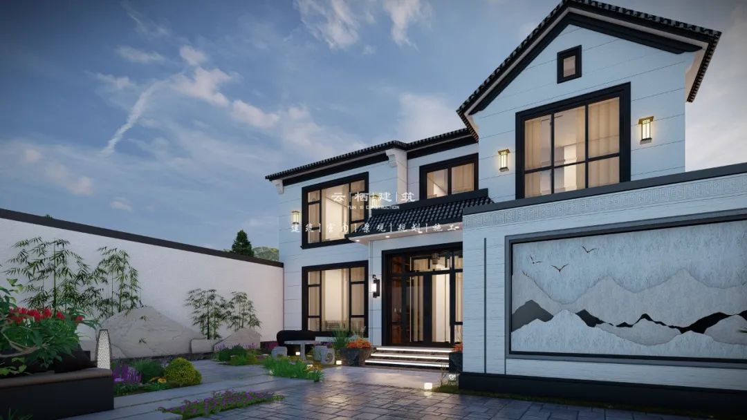 河北保定丨12×12m的新中式别墅,入户小庭院,如诗一般