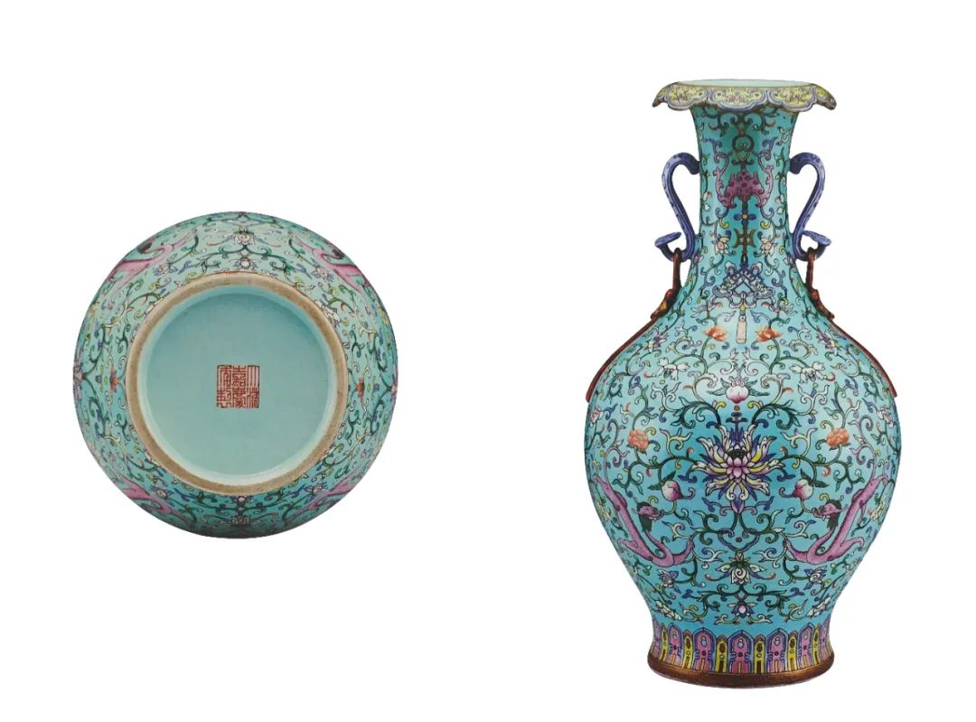 2023西泠春拍|双凤拥花 吉庆升平:乾隆御赏黄地洋彩夔凤观音瓶