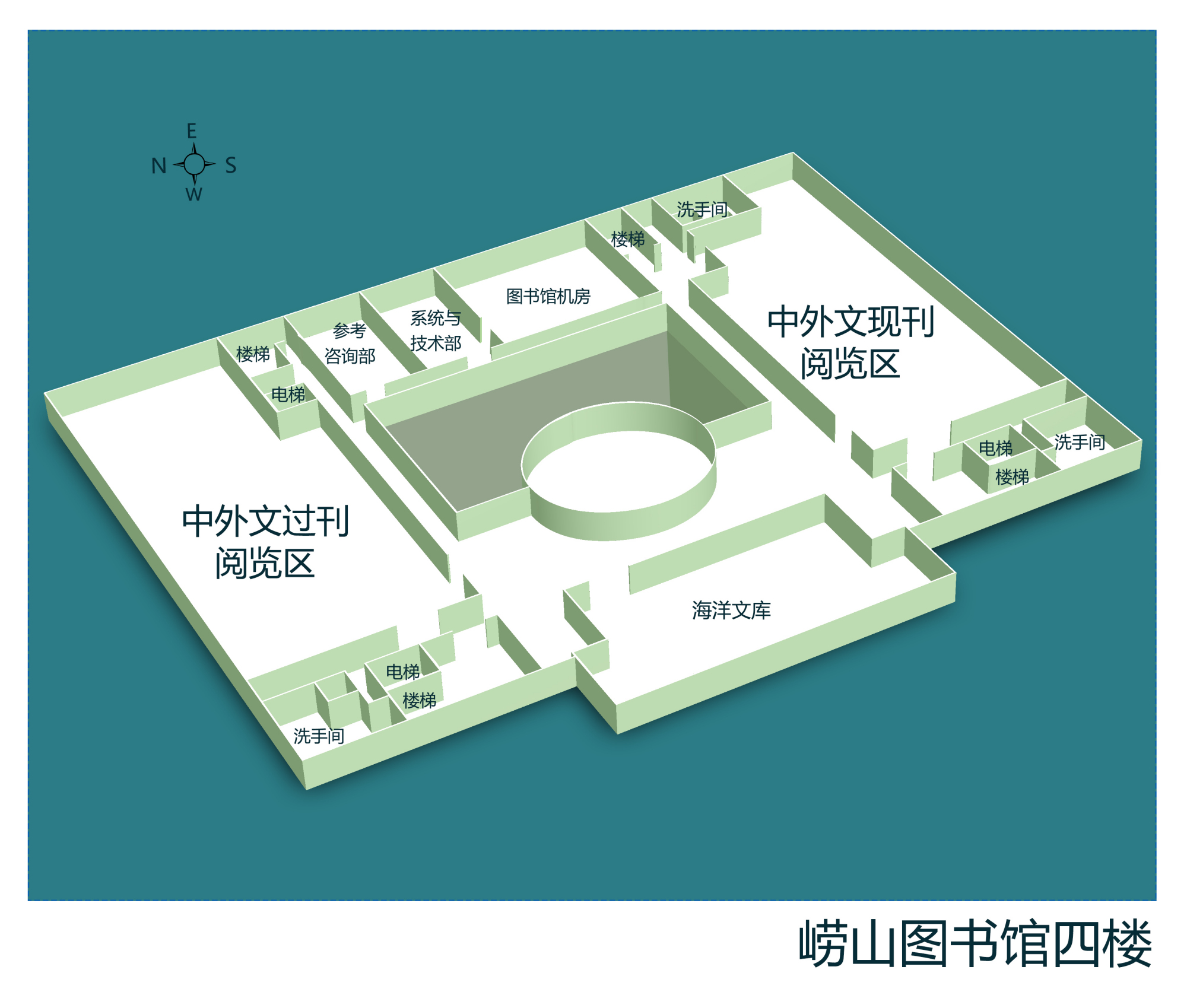 崂山校区图书馆布局图(图书馆网站)