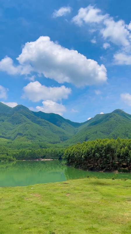 这是桂平市江口镇旺岭的一个水库,这里有时候风景还是不错的