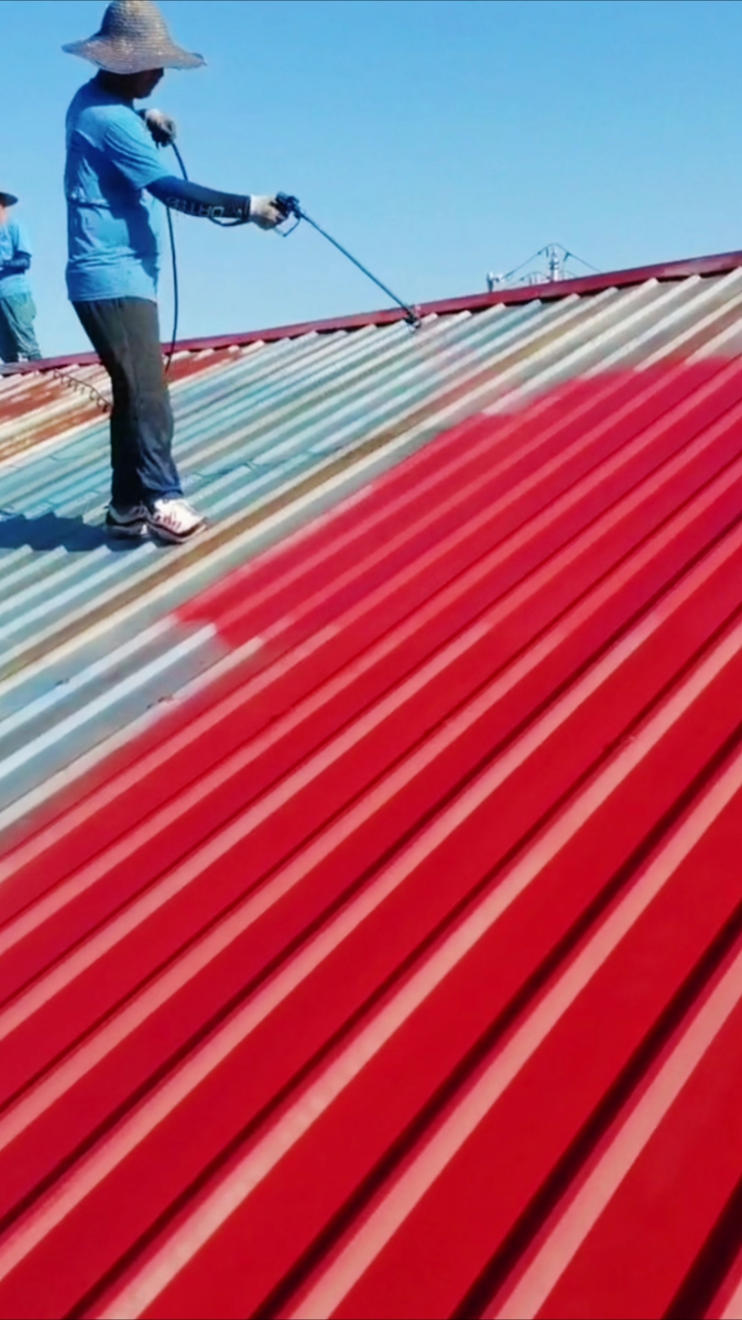 厂房仓库彩钢瓦屋面翻新喷漆 喷涂一遍面漆