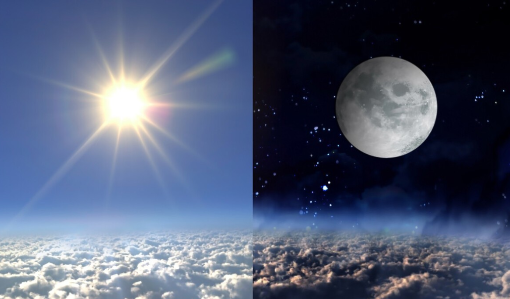 太阳和月亮一起图片图片
