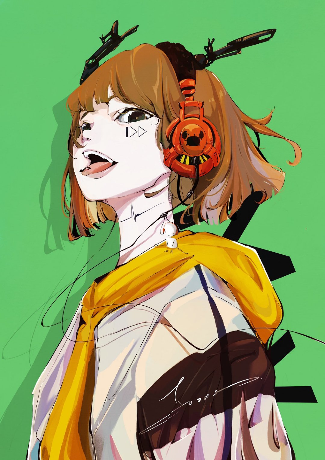 一眼惊艳的人物角色手绘插画,用来做头像也很nice