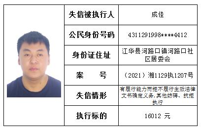 江华法院失信曝光台(2021年第二十一期)