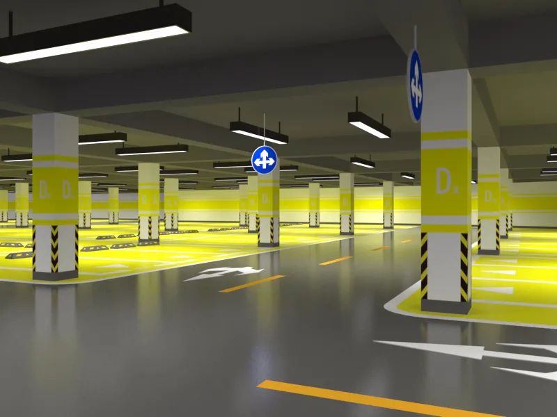 地下停车场规划设计之3d效果图