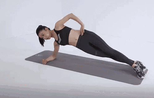 3,侧支撑抬臀 运动肌部位:腹外斜肌.