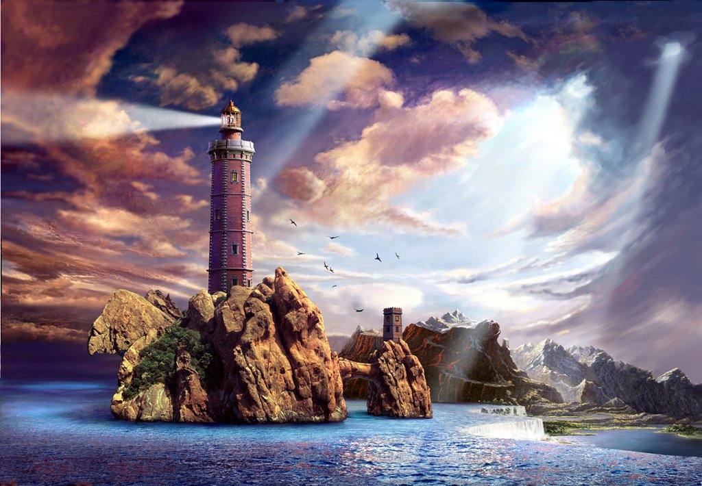 灯塔的油画(42张)