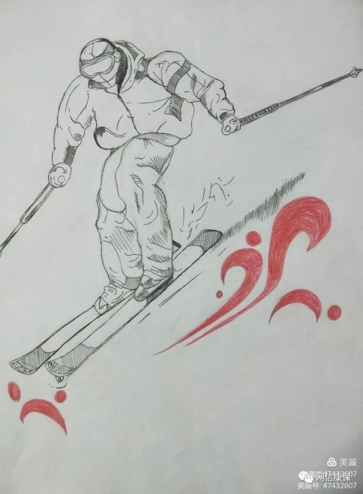 冰雪冬奥主题绘画素描图片