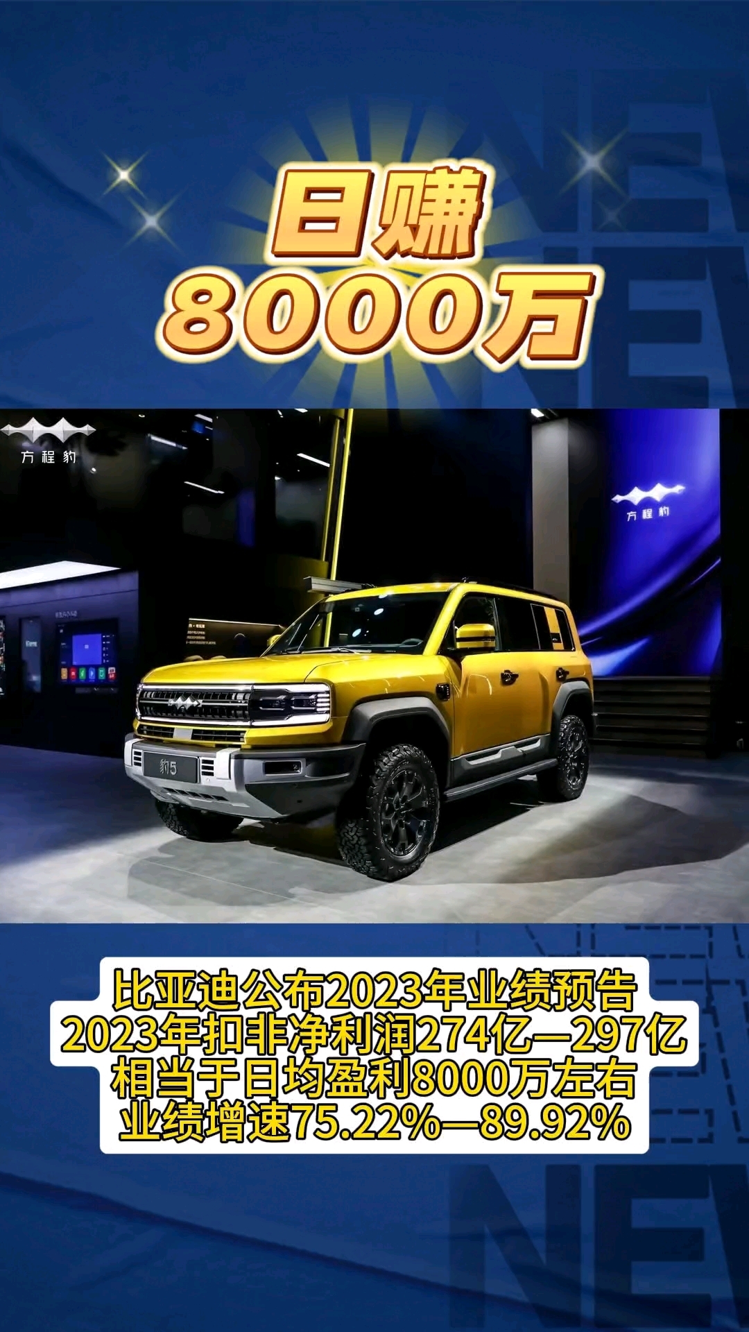 比亚迪近日公布2023年业绩预告