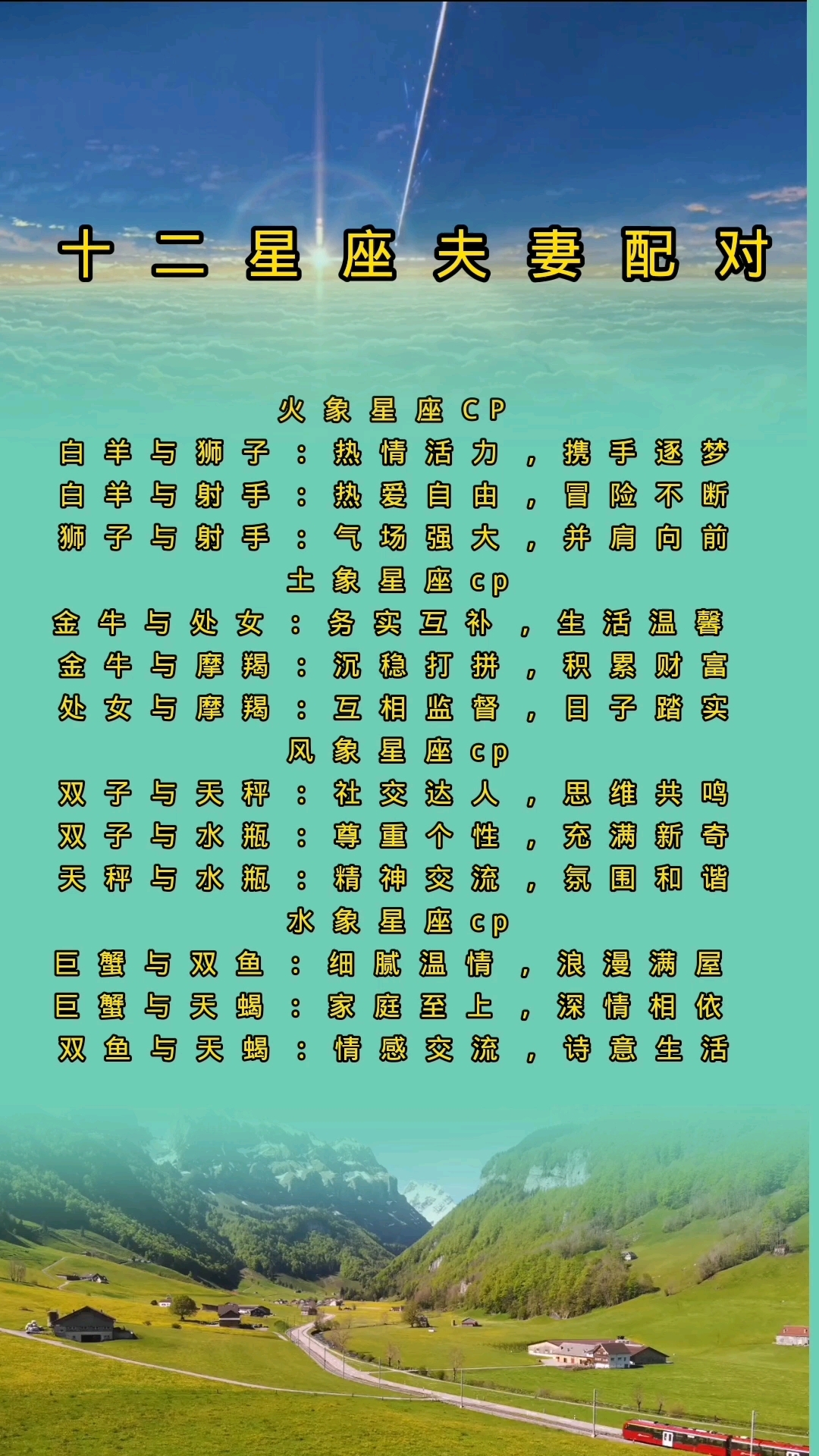 十二星座夫妻配对