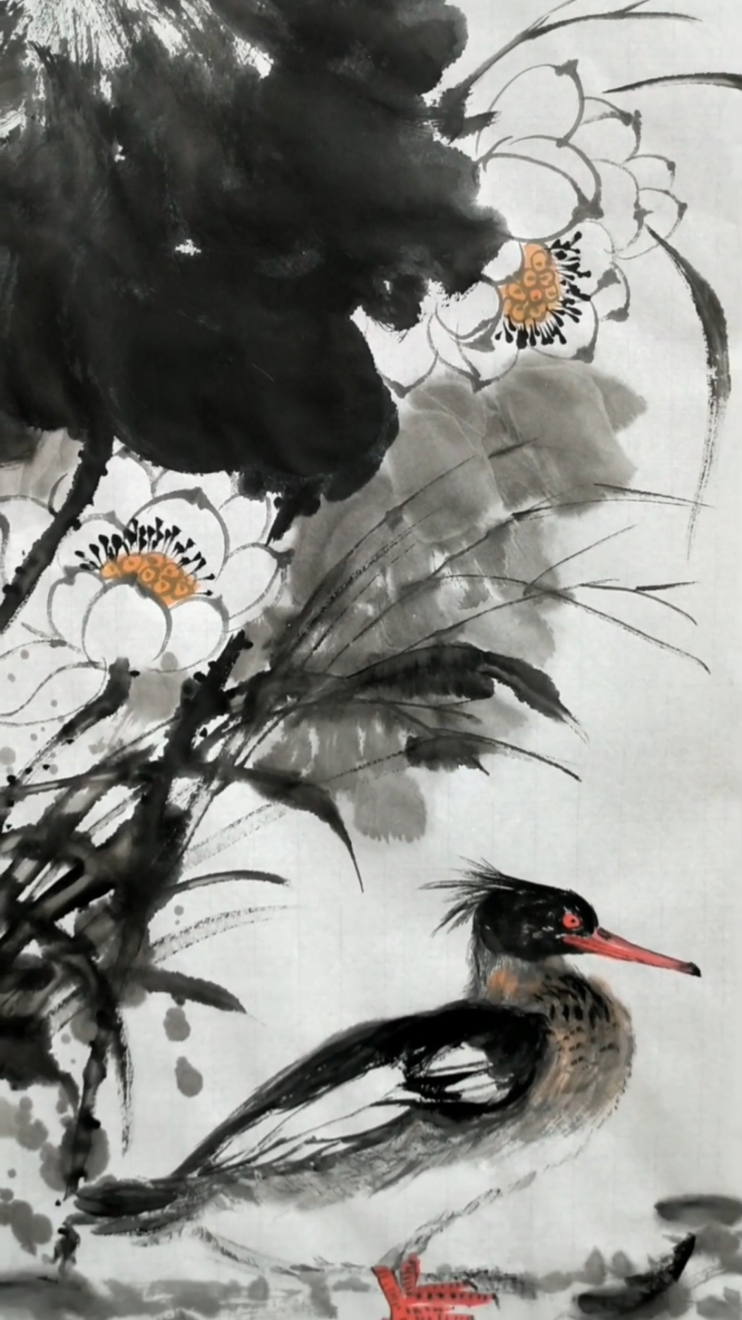 王怀成水墨花鸟画