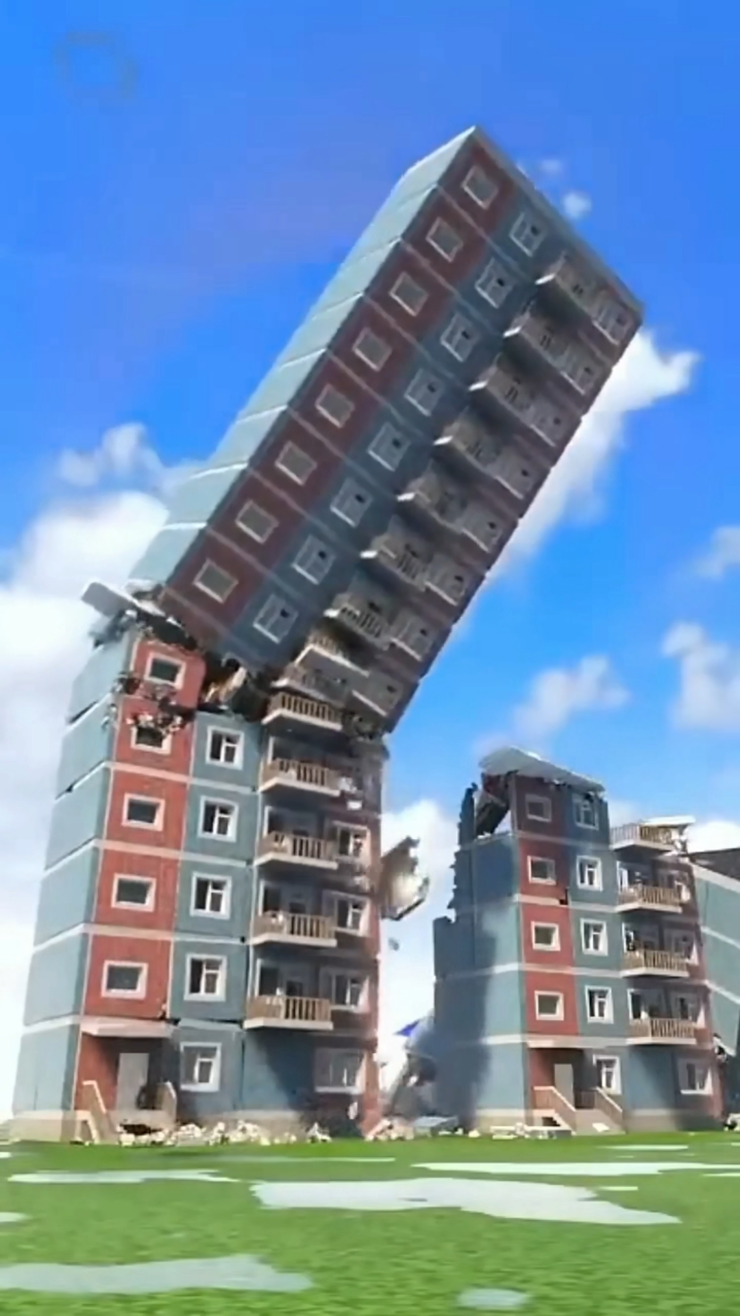 楼房坍塌摧毁瞬间