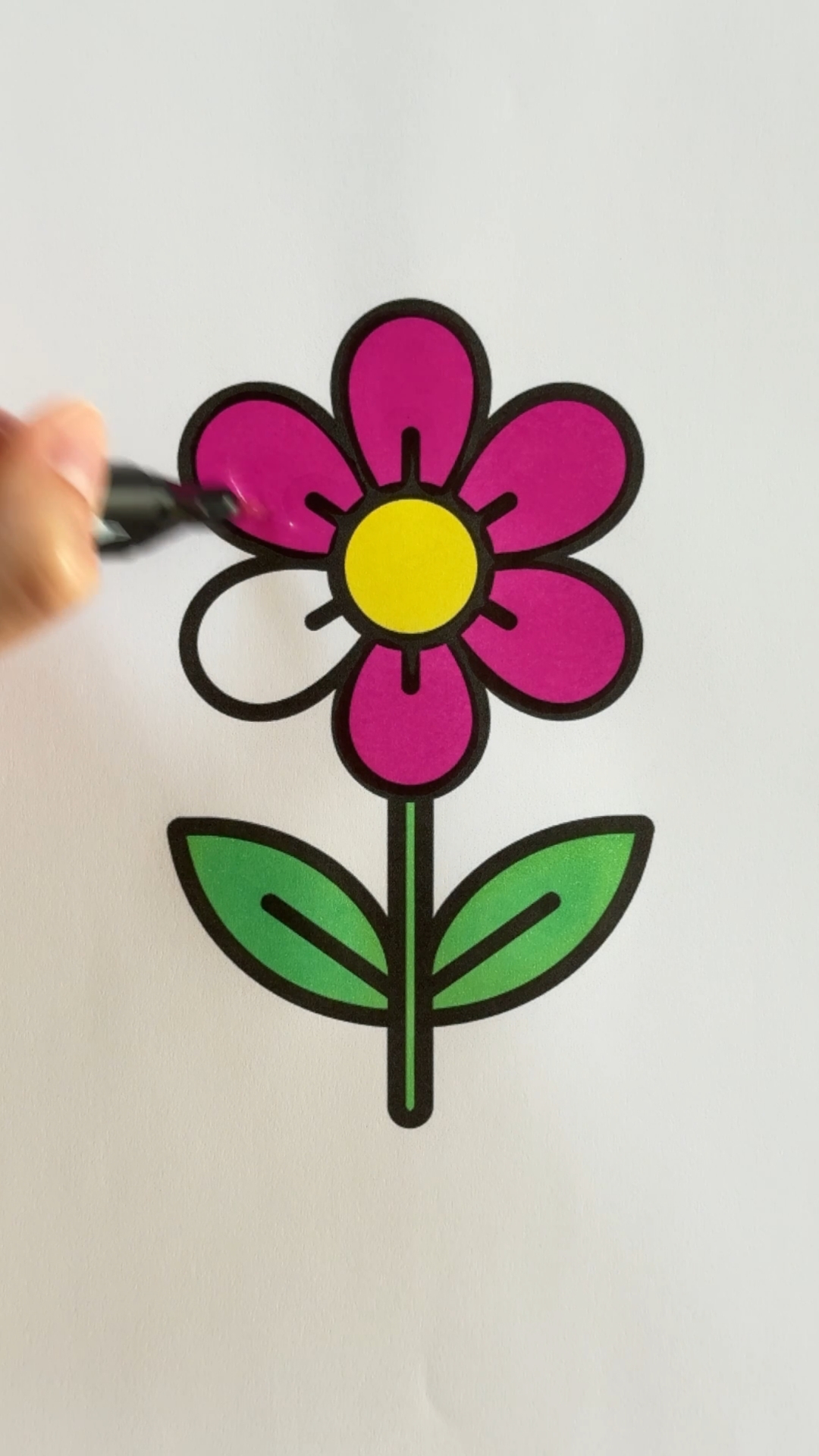 超治愈的花朵简笔画涂色过程 #简笔画教程 #画画