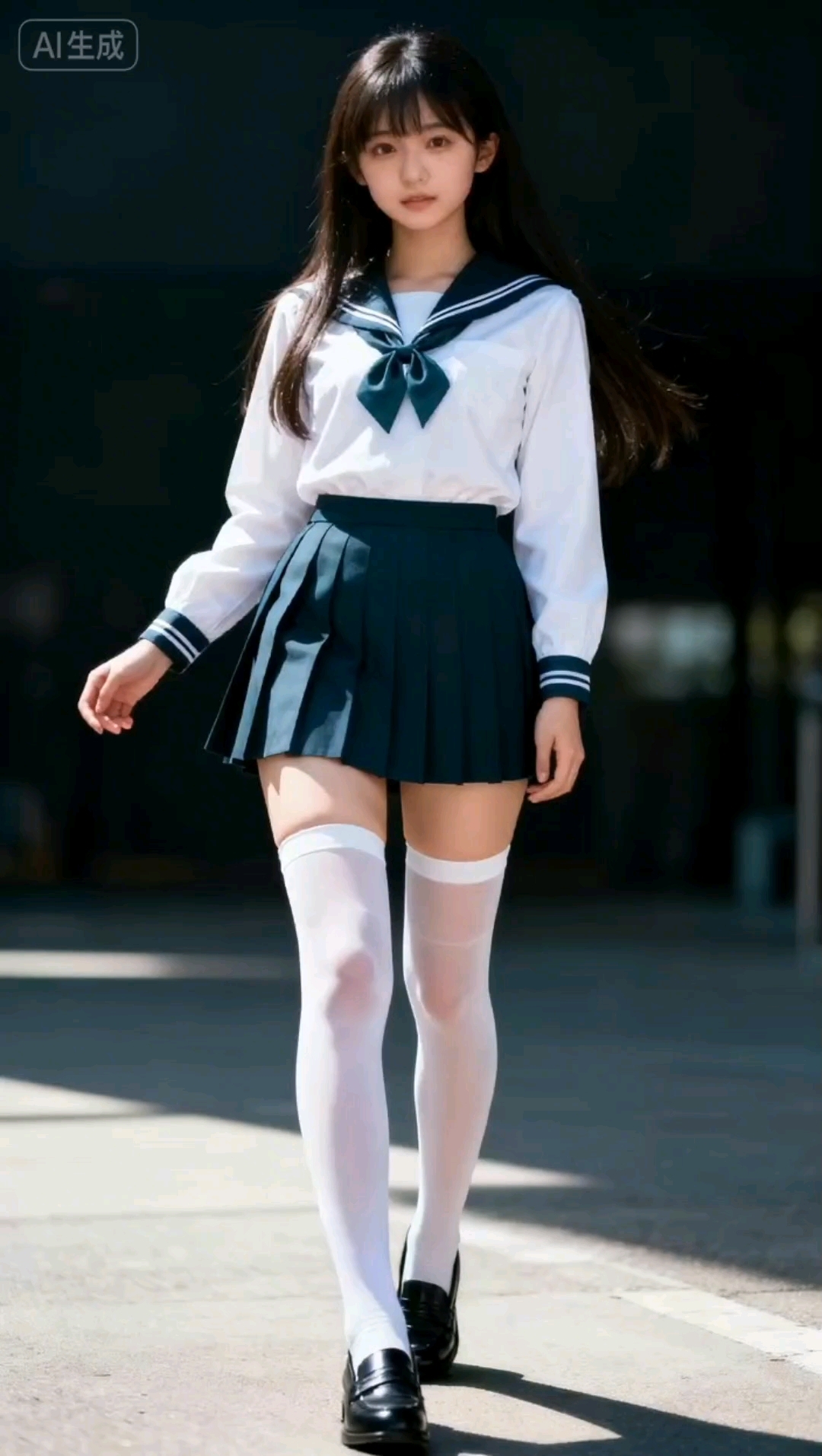 白色 绀色水手服jk美少女