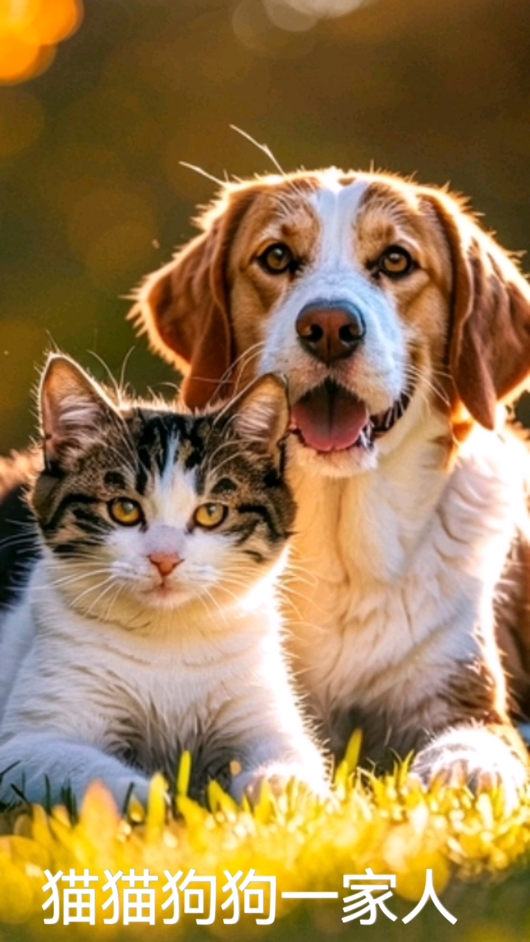 猫猫狗狗一家人.温柔的狗妈妈,娇弱的小猫咪,演绎跨界亲情.