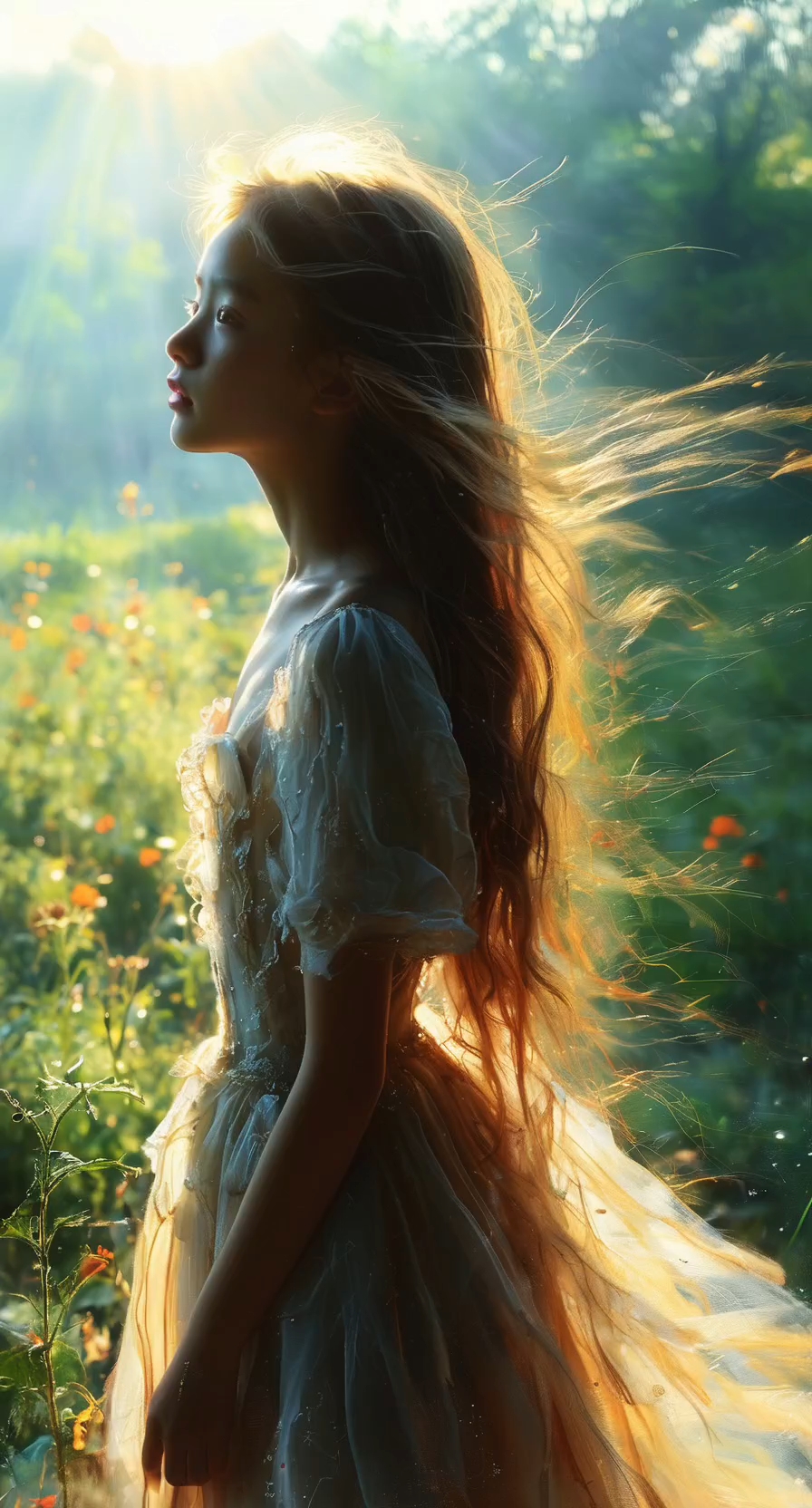 晨光中的梦幻少女