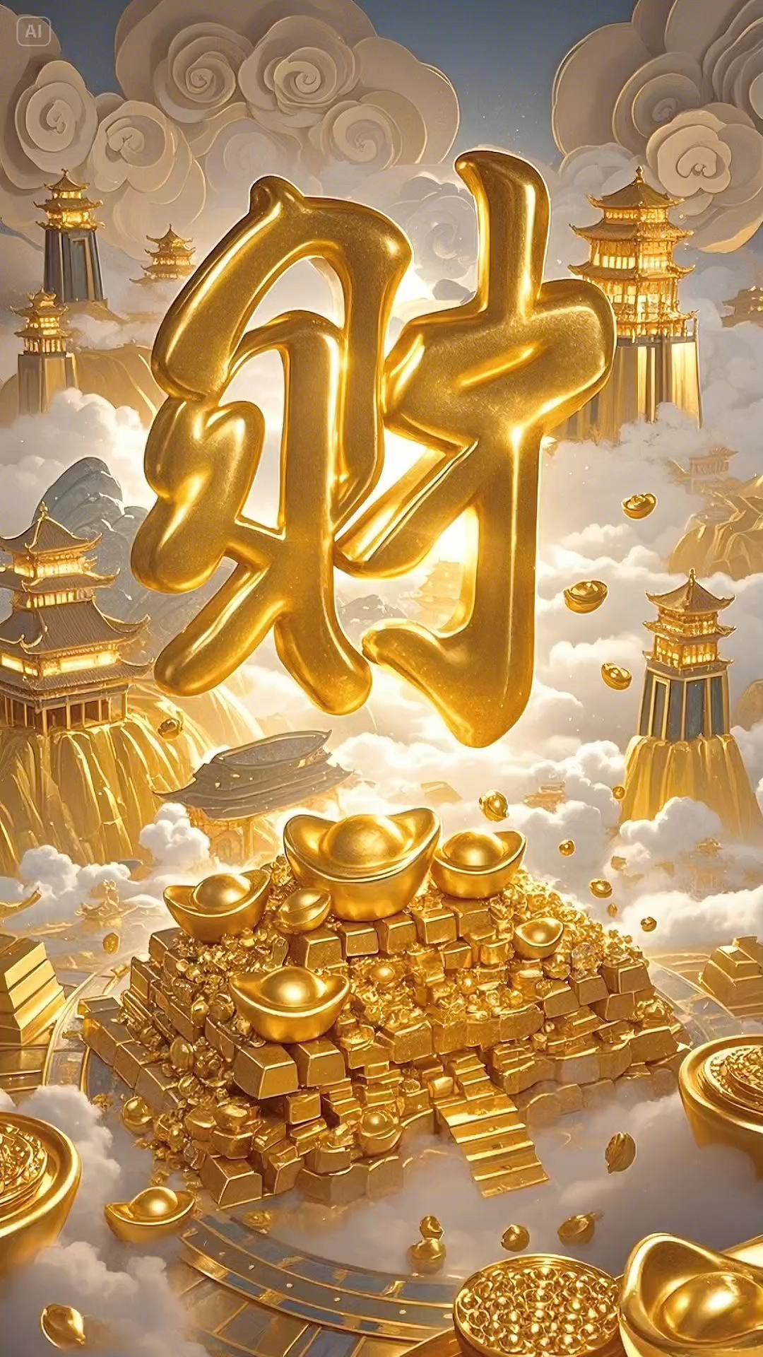 财富如山,好运连连,财源滚滚