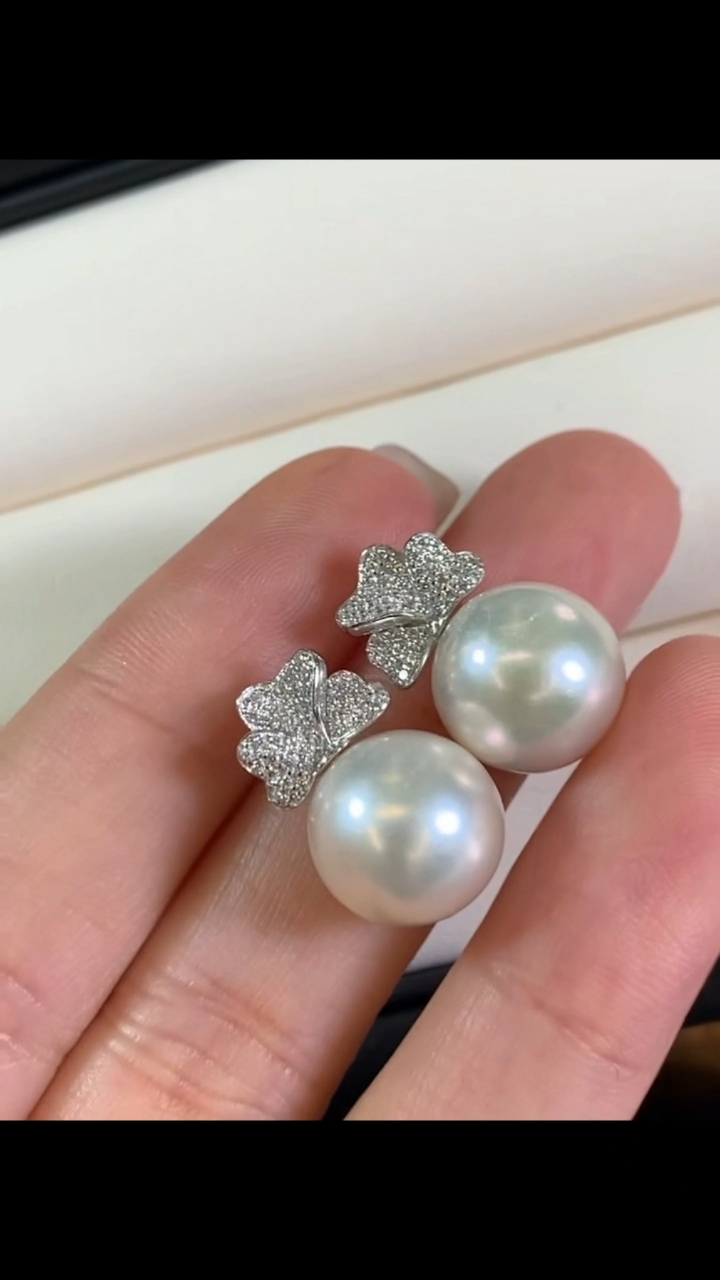 s925银配件贝克小香风,三叶草,珍珠耳钉!晚上七点直播间见