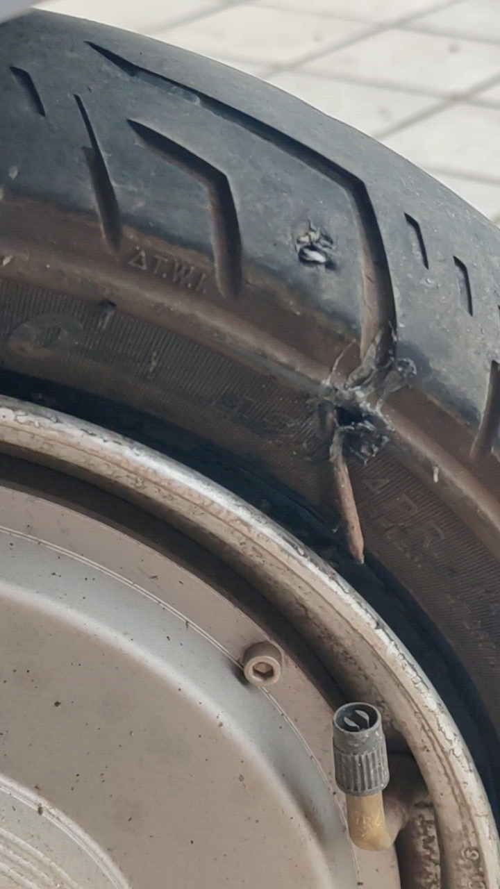 电瓶车车胎 破成这样 还可以骑行吗?