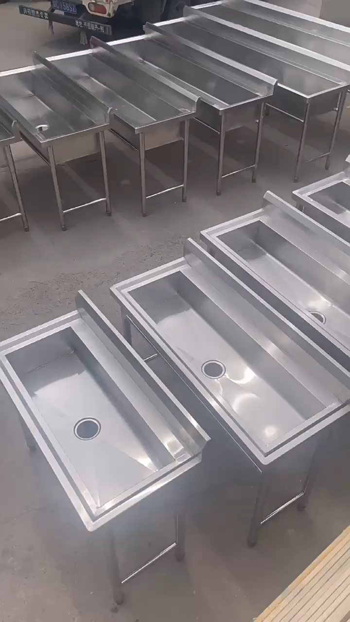包邮商用不锈钢水槽单槽一体学校定制洗手洗碗池带支架工厂幼儿园