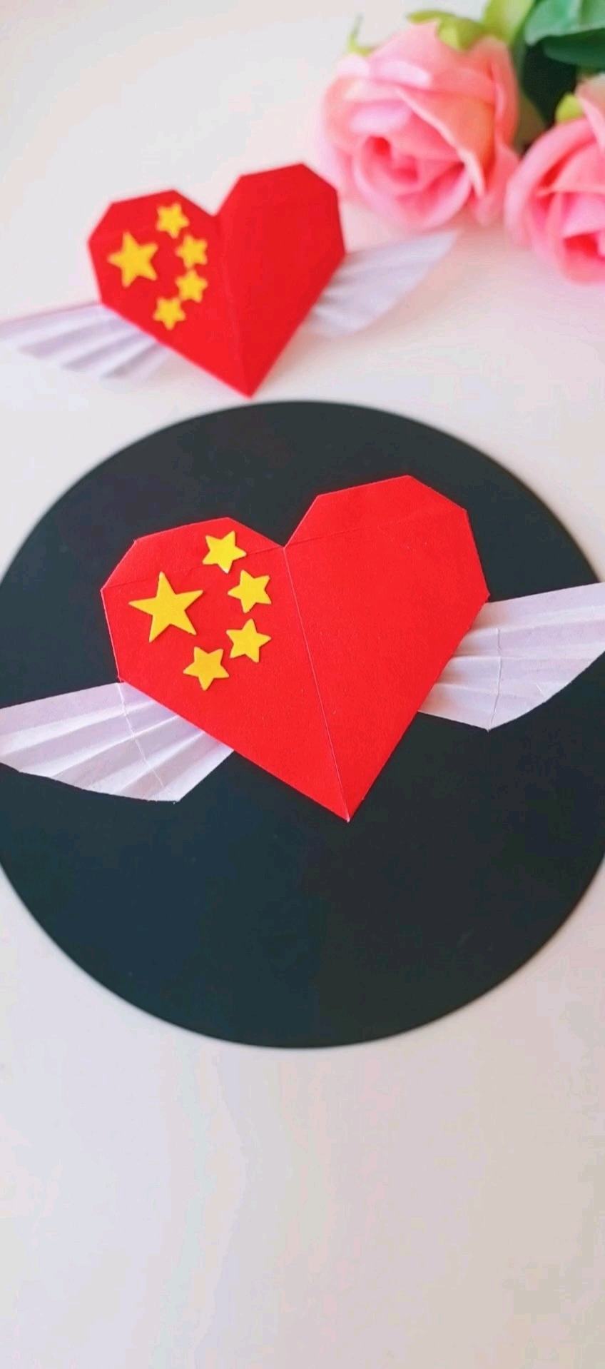 国庆节快到了,用正方形纸折一个漂亮的中国心吧! #国庆节手工