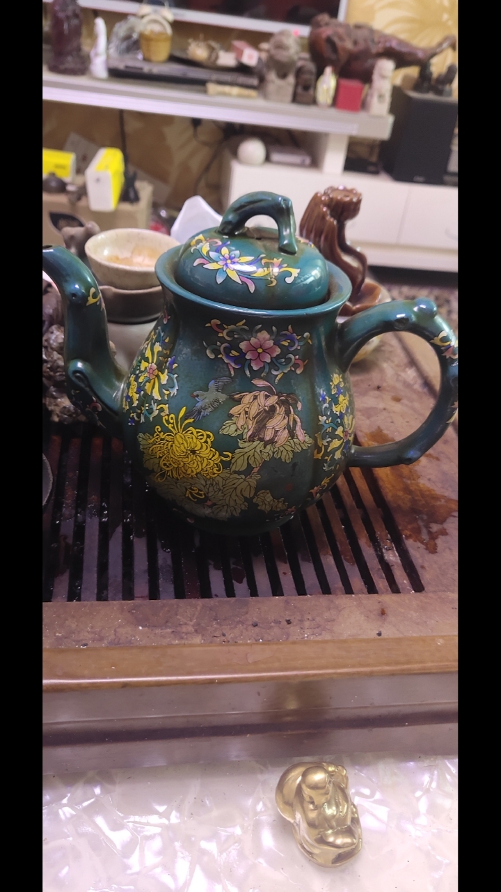 明清紫砂挂釉茶壶很漂亮