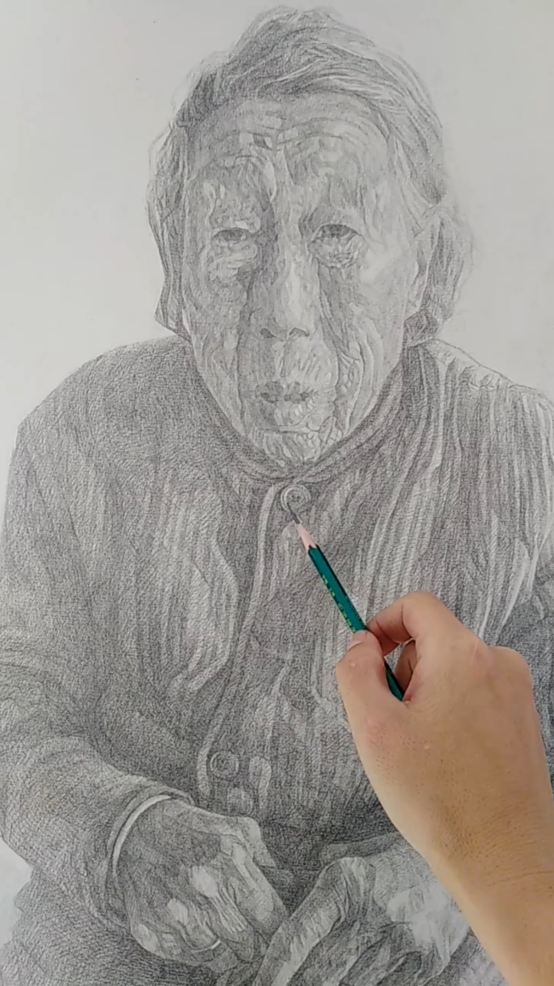 素描探索《岁月》奶奶九十三高龄了无情的岁月带走了老人的过往