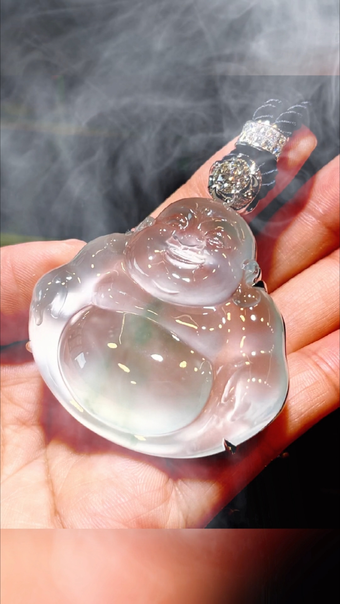 被问n次的毕业级玻璃种翡翠佛公吊坠